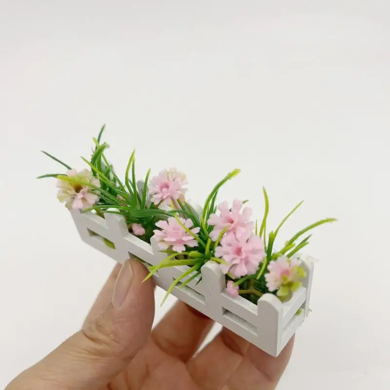 1/12 casa de bonecas mini modelo em vaso de flores, decoração de jardim de simulação para casa de bonecas micro ornamento de paisagem
