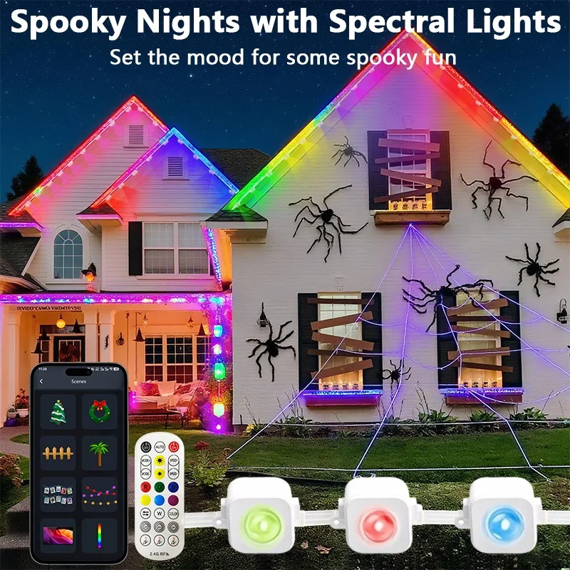 أضواء خارجية دائمة، أضواء خارجية 300FT RGB لديكور المنزل، إضاءة الطنف الذكية، مزامنة الموسيقى، التطبيق/الصوت/التحكم عن بعد #1