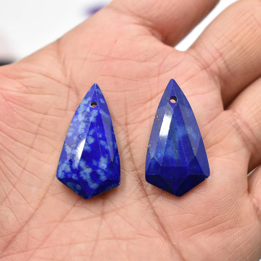 Großhandel Mode 10 Stück/Set Natürlicher Edelstein Lapislazuli Amethyst Rhombus-Anhänger Ohrringe DIY Zubehör Kostenloser Versand – Detail 9
