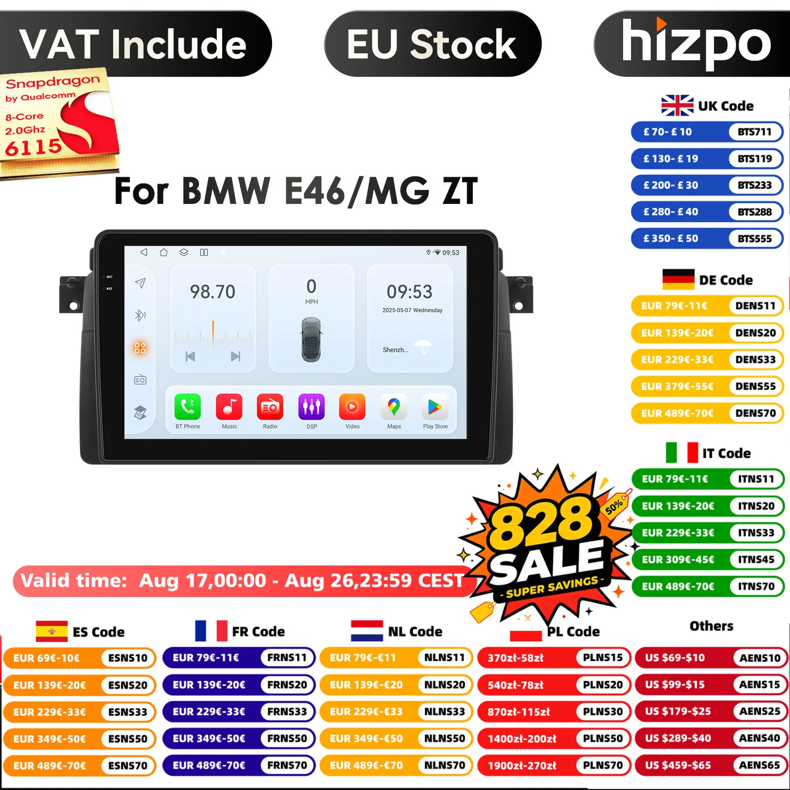 8g 128g Carplay 4g 2 din Android Auto Multimedia GPS für BMW E46 M3///Rover 75 Coupé Navigation Audio Head Unit