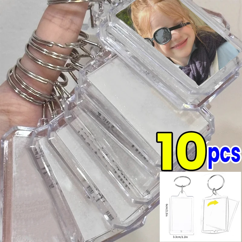5/10pcs Transparent Photo Frame Keychain Tassels Snap-In Custom Insert Photo Acrylic Blank Keyring Clear Blank Picture Pendant