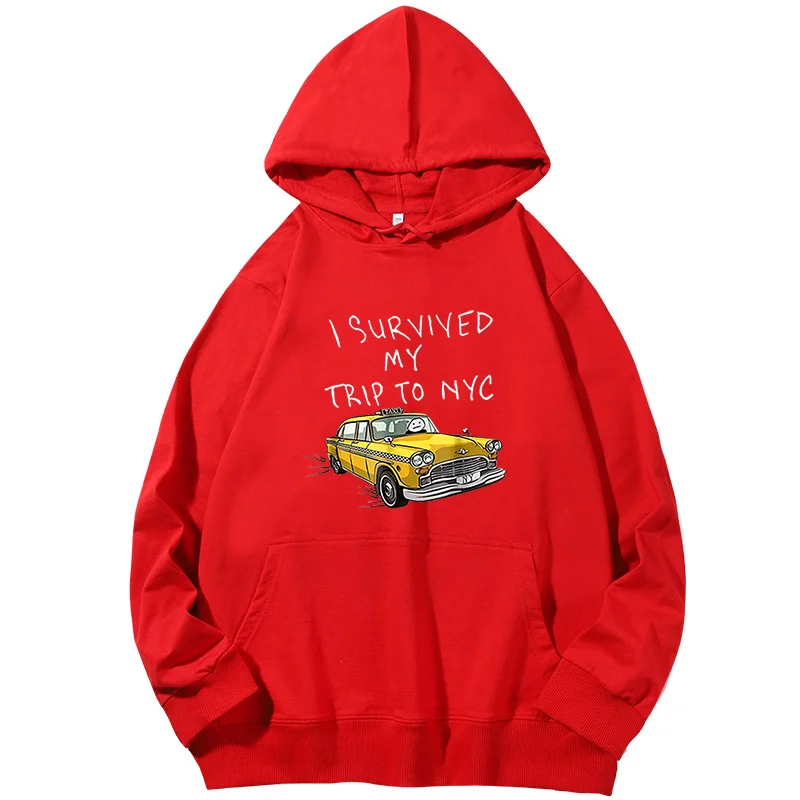 L Survived My Trip To Nyc New York Yellow Taxi Graphic Hooded Shirt High Quality Cotton Hoodie Spring Autumn Men's Sportswear