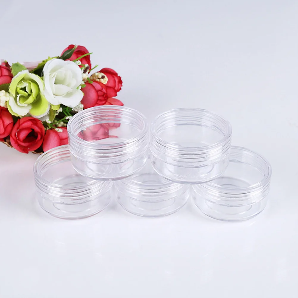 50Pcs Bottles Plastic Round Pot Portable 5G Empty Travel Containers Refillable Makeup Eyeshadow Face Cream Storage