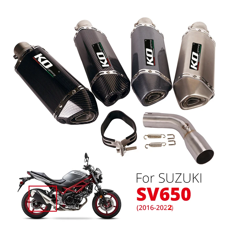 

Exhaust System For Suzuki SV650 2016-2022 51mm Motorcycle Exhaust Middle Link Pipe Muffler Silencer Tip Slip On Stainless Steel