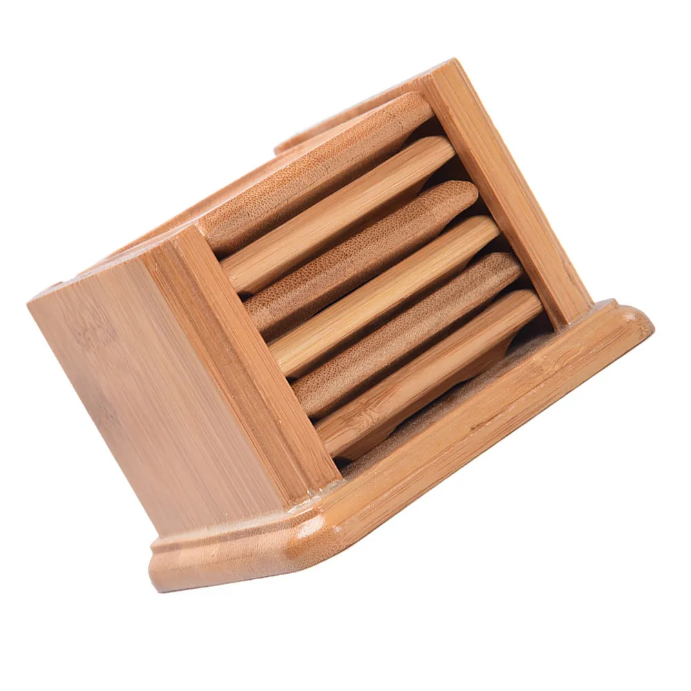 1Set Bamboo Coasters Cup Mats Set Heat Resistant Anti Scalding Reusable Washable Coaster Rack for Dining Table Bar Mall Office