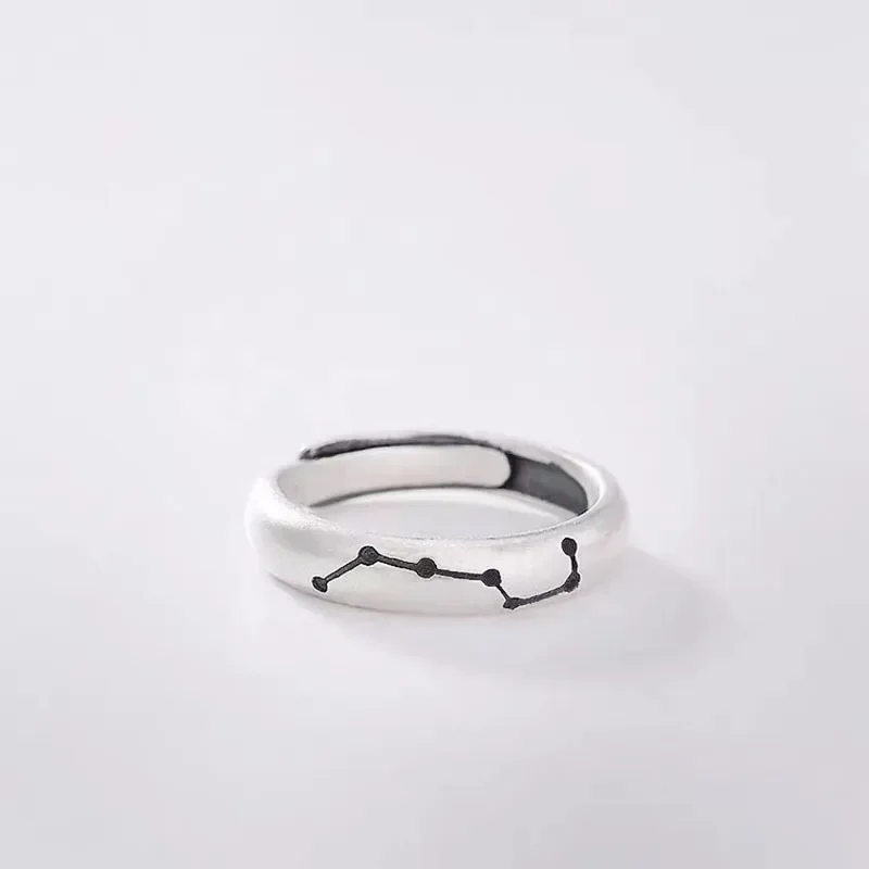 Retro Old Big Dipper Ring Male Trend Personality Open Ring Men Single Ring Thai Silver Star Ring Vintage Adjustable Jewelry