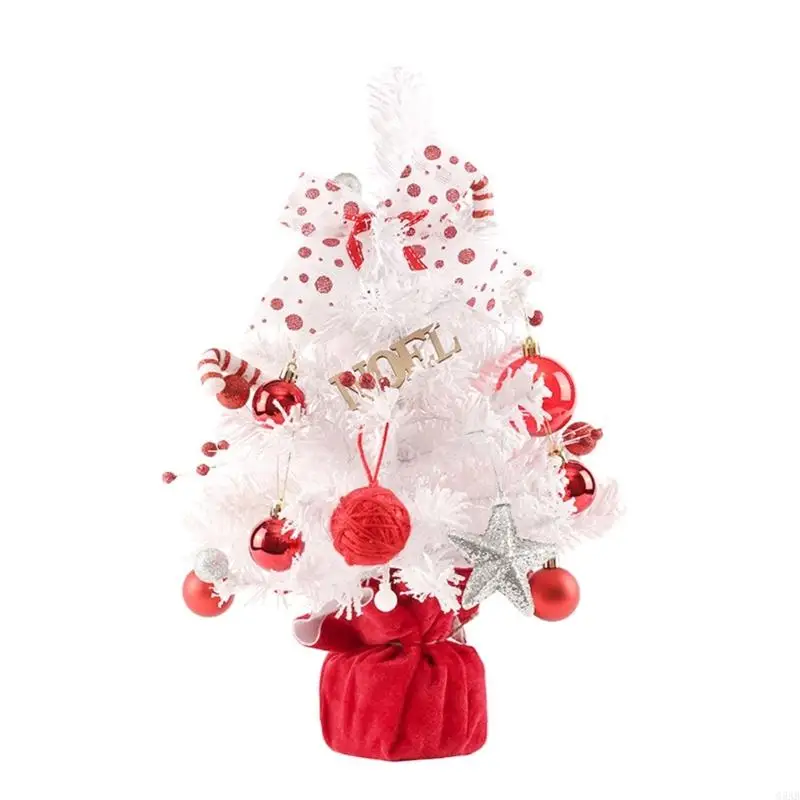 

G5AB Festive Mini Christmas Tree with Rotating Music Box in Red and White Design