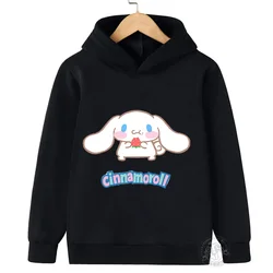 Новые детские толстовки Cinnamoroll, одежда для мальчиков и девочек, модная Детская осенняя теплая толстовка, детский мультяшный пуловер, топы