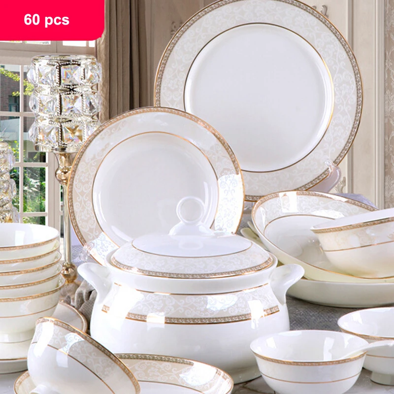 porcelain dinner set 60 pcs jingdezhen ceramics chinese dishes dishes set Rice Bowl Salad Noodles Bowl Dinnerware Set Tableware