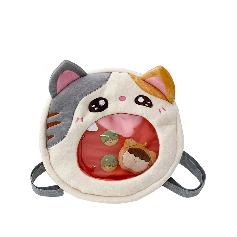 Cartoon Girls Plush Backpacks Korea Style Cute Cats Transparent Backpack