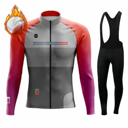 Gobikful Winter Thermal Fleece Cycling Jersey Set Man's Long Sleeves Cycling Kits Mountain Bike Jersey Road Bike Cycling Suit