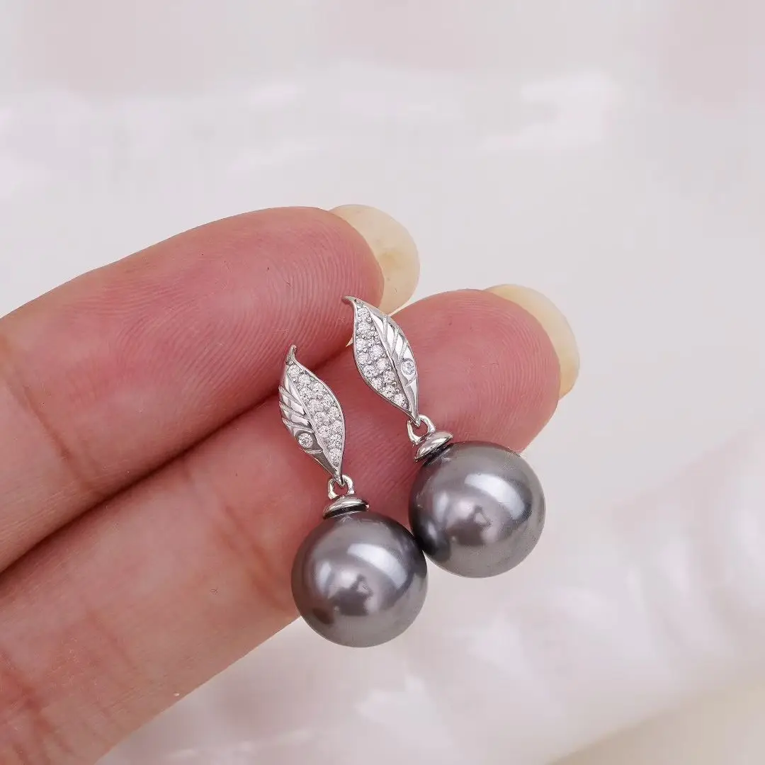 

S925 Sterling Silver Earrings Base Findings Mountings Jewelry Mounts Fittings Accessories for 9-10mm Pearls 3 pairs/lot