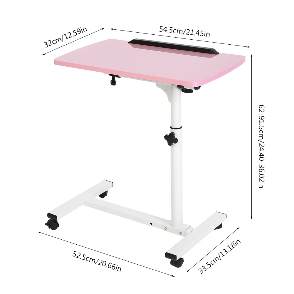 Portable Laptop Desk Pink Multifunctional Removable Laptop Desk with Wheels Bed Sofa Books Snack