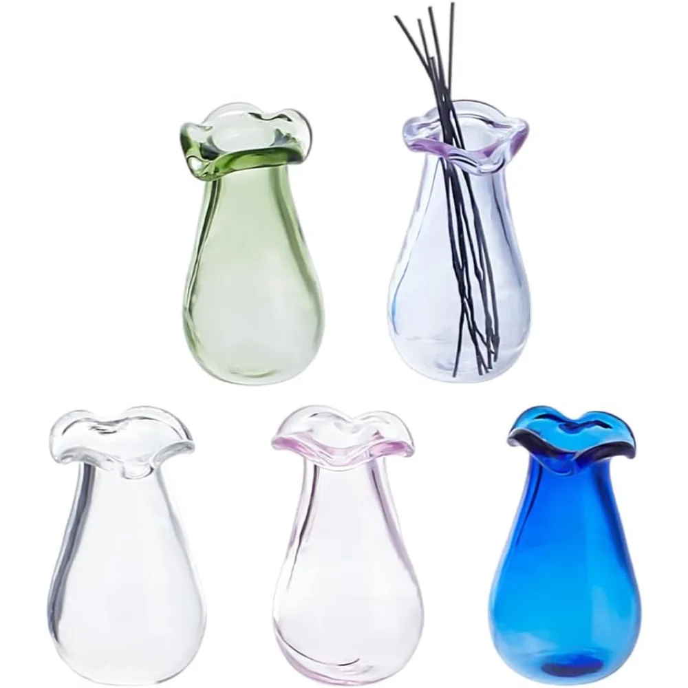 

5 mini vases, cat whisker vases, and miniature landscape accessory decorations