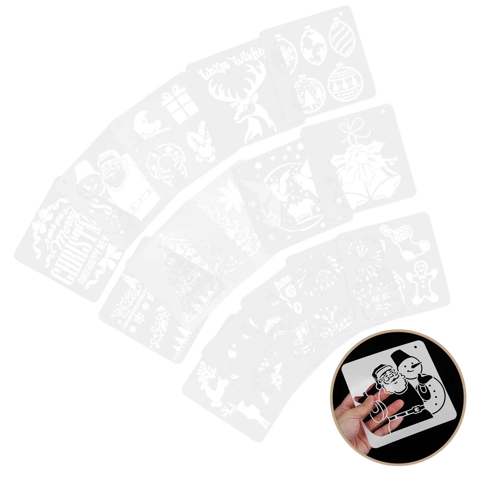 20 Pcs Christmas Stencils Painting Template Supplies Holiday Hollow Out DIY Pattern White