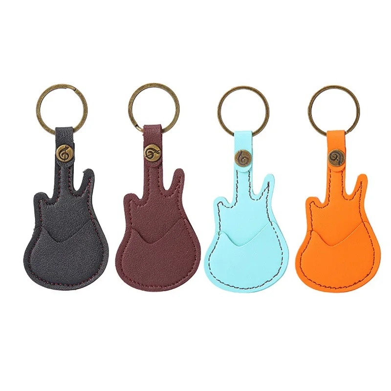 PU Leather Key Chain Guitar Picks Holder Keychain Plectrums Bag Case Guitar Strap Guitar Neck Guitar Parts Music Supplies