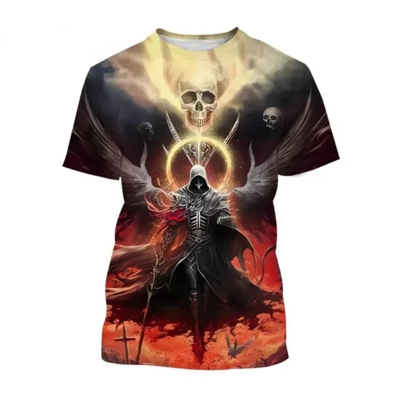 Ropa de moda para hombre, nueva camiseta con estampado 3D de esqueleto, camiseta personalizada de gran tamaño, camisetas Unisex de calle Harajuku de