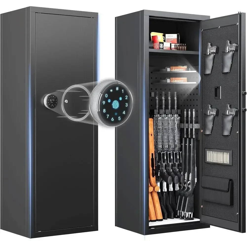 Adjustable Rack Gun Cabinet for Firearms Storage in Living Spaces and Garages
