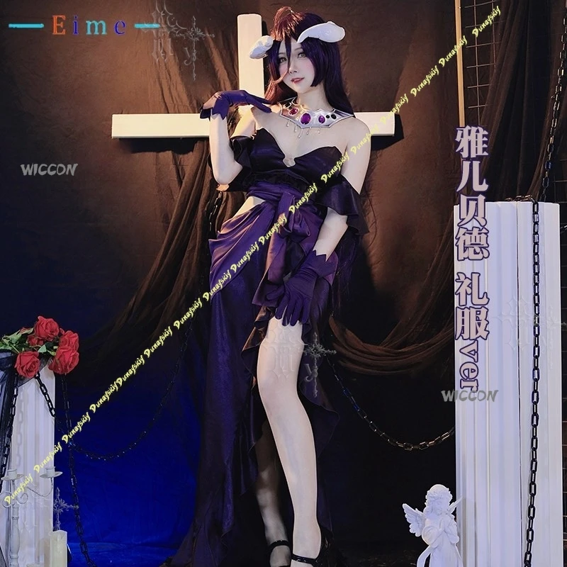 Anime Overlord Season Cosplay Albedo Costume Sexy Up Albedo Cosplay Horns Overlord White Spiral Ram Horn Halloween Carnival Wig - view 3