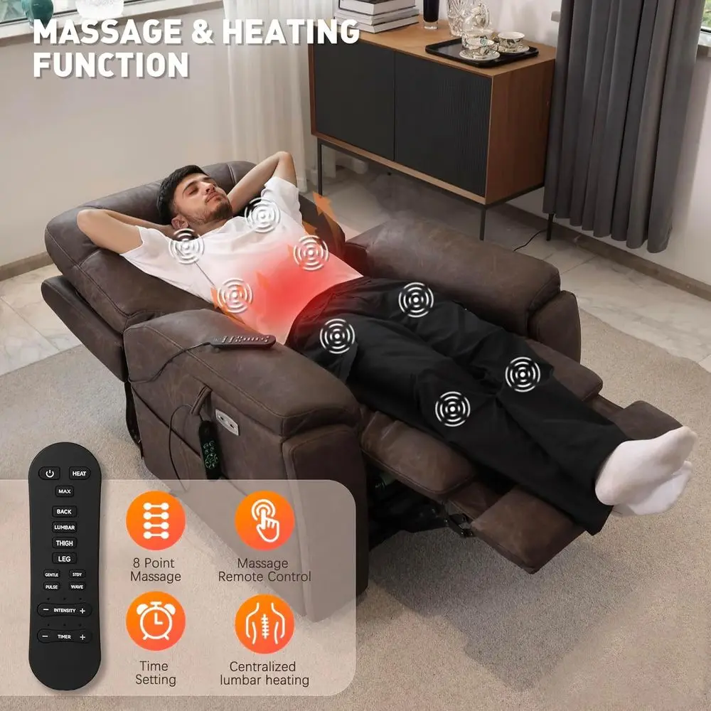 Motor Lay Flat Power Lift Recliner Chair for Elderly, 400lbs Large Electirc Lift Chair for Living Room, Independent Adjustable