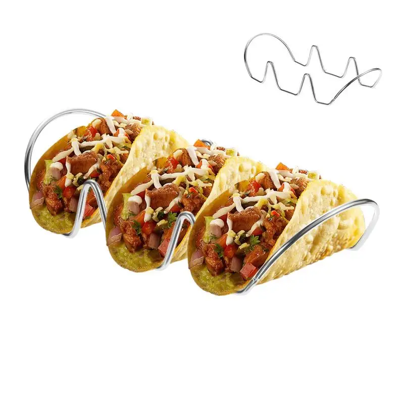 Stainless Steel Taco Holder Stainless Steel Tacos Baking Stand Simple And Generous Taco Tray Plates For Supporting Hot Dogs