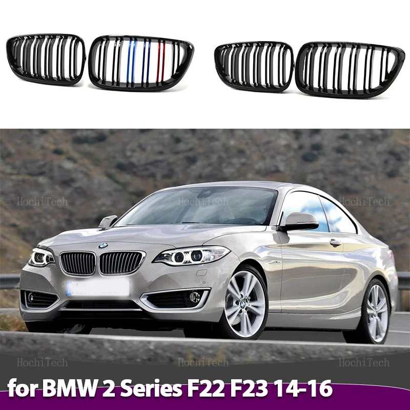 

For BMW 2 series F22 F23 F87 M2 2014-2019 Accessories 2Pcs Car Style Gloss Black Front Kidney Double Slat Grill Grille