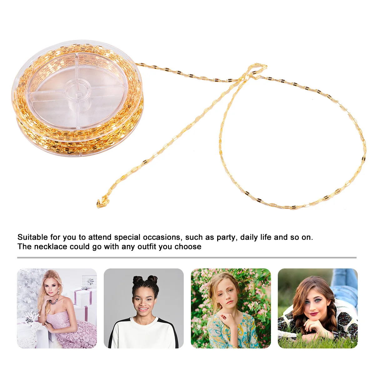 

Fashion Simple Copper Chain Bracelet Durable Elegant Wrist Jewelry for Women DIY Chain Bangle Semi Finished Accessories