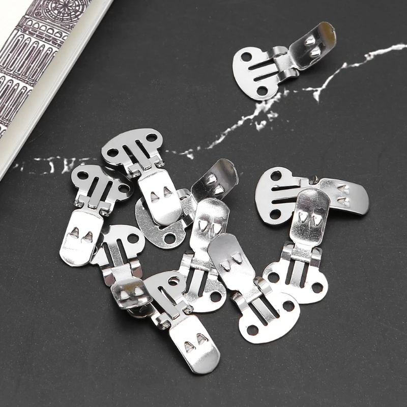 10Pcs Silver Cutout Stainless Steel Shoes Clips Clip On Ornaments Findings DIY