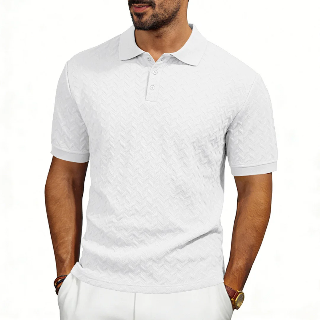 Grenzüberschreitendes Amazon American Heavy-Duty Polo-Shirt mit lockerem Texturmuster, einfarbig, Jacquard, lässig, schlicht, trendig, kurzärmelig – Detail 13
