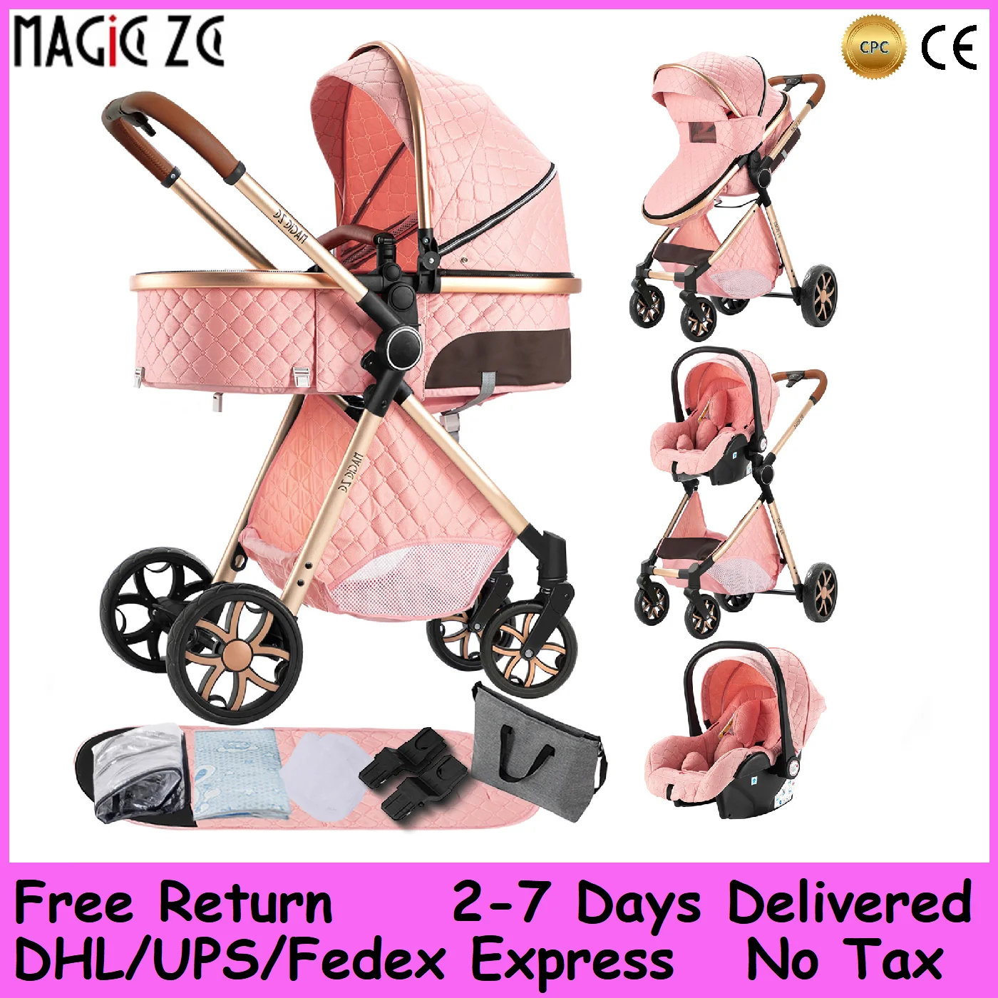 

Детская коляска 3-в-1, универсальная дорожная коляска для младенцев и малышей, легкая складная коляска с рамой из алюминиевого сплава