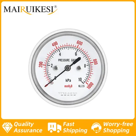 Hot seal capsule diaphragm pressure gauge 60mm 0-100Kpa 1/4" thread back Axial connection brass joint low oerssure mometer