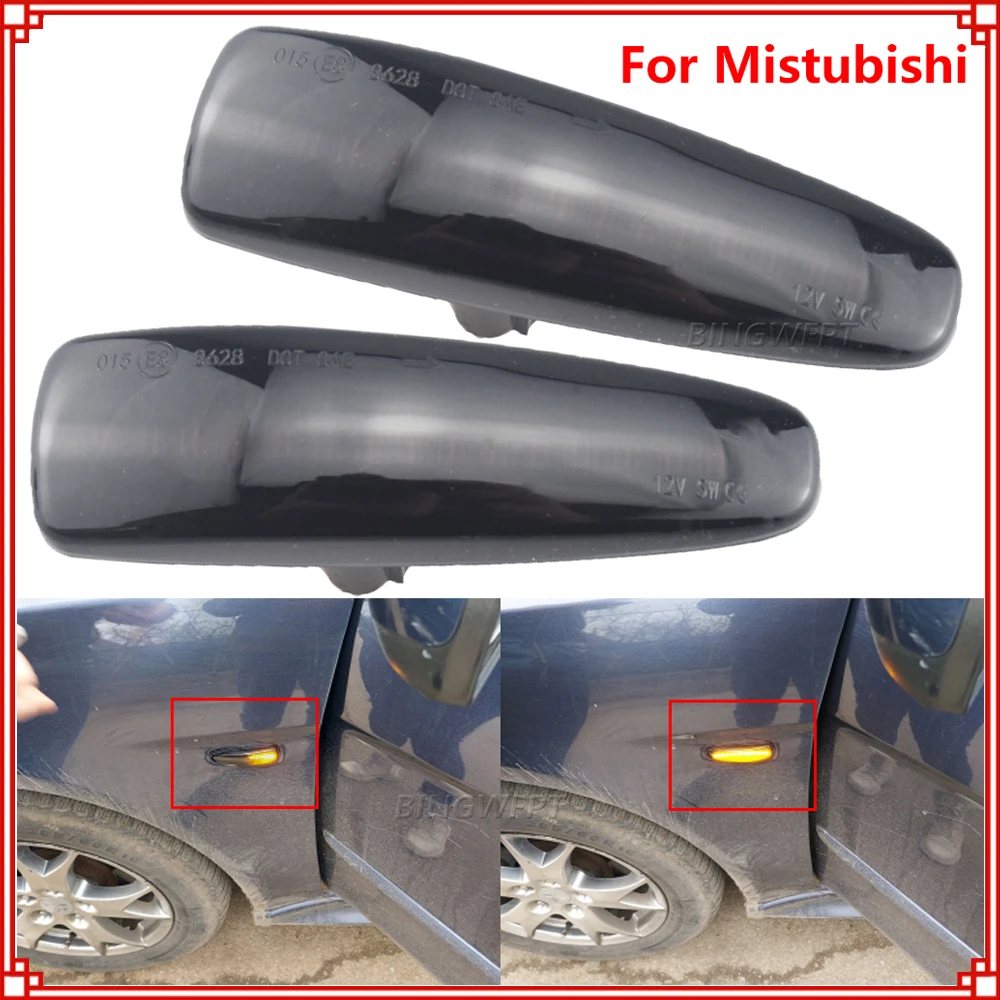 LED Dynamic Turn Signal Side Marker Sequential Lights For Mitsubishi Lancer Evolution Evo X Outlander Sport RVR ASX Mirage 2014+