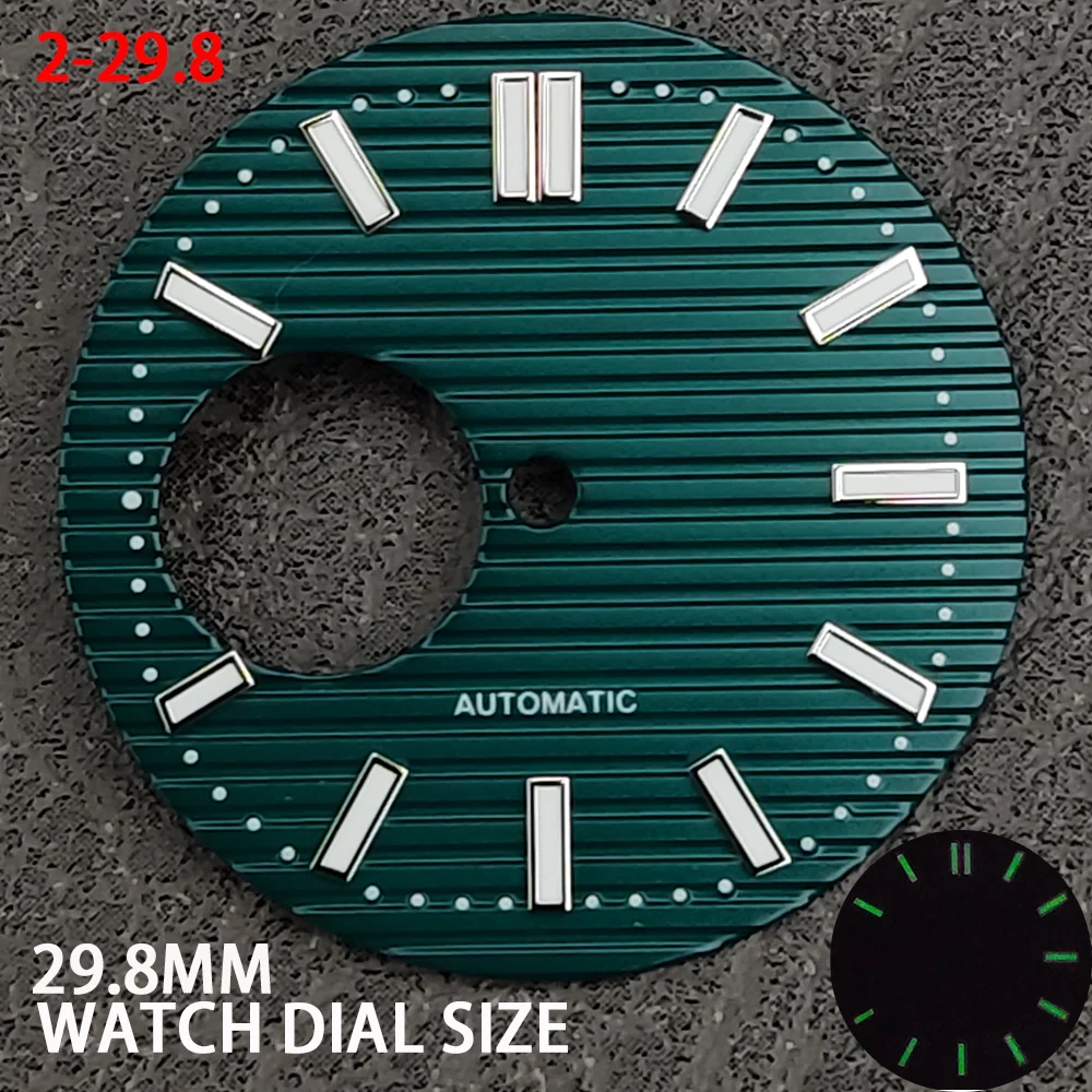 The New 29.8MM Men\'s Watch Dial Is Suitable For Japanese NH38 Movement With Luminous Lettering And Hollowed Out Panel