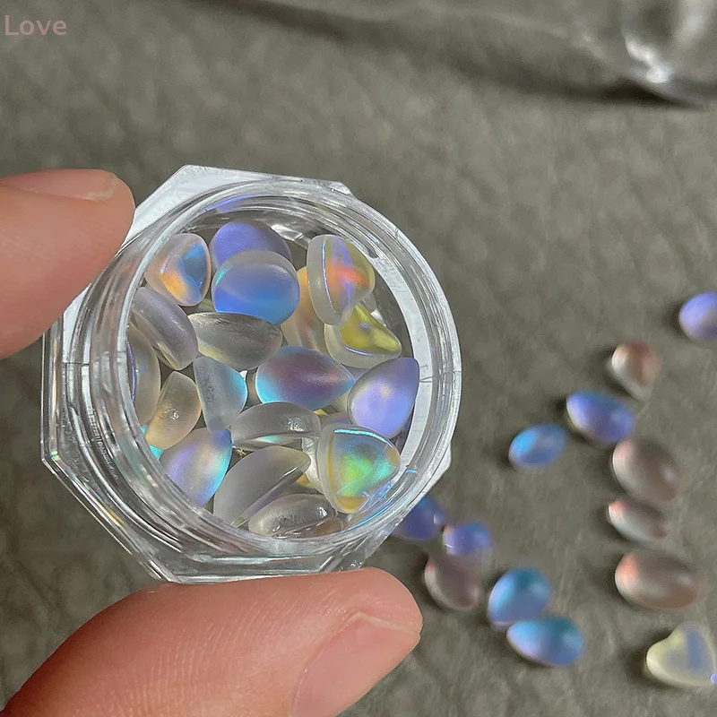 [L & P] 20 قطعة إكسسوارات الأظافر الدموع الزرقاء الأزرق الأرجواني عين القط متجمد الزجاج الحفر مسمار الفن تصميم اكسسوارات الديكور DIY بها بنفسك