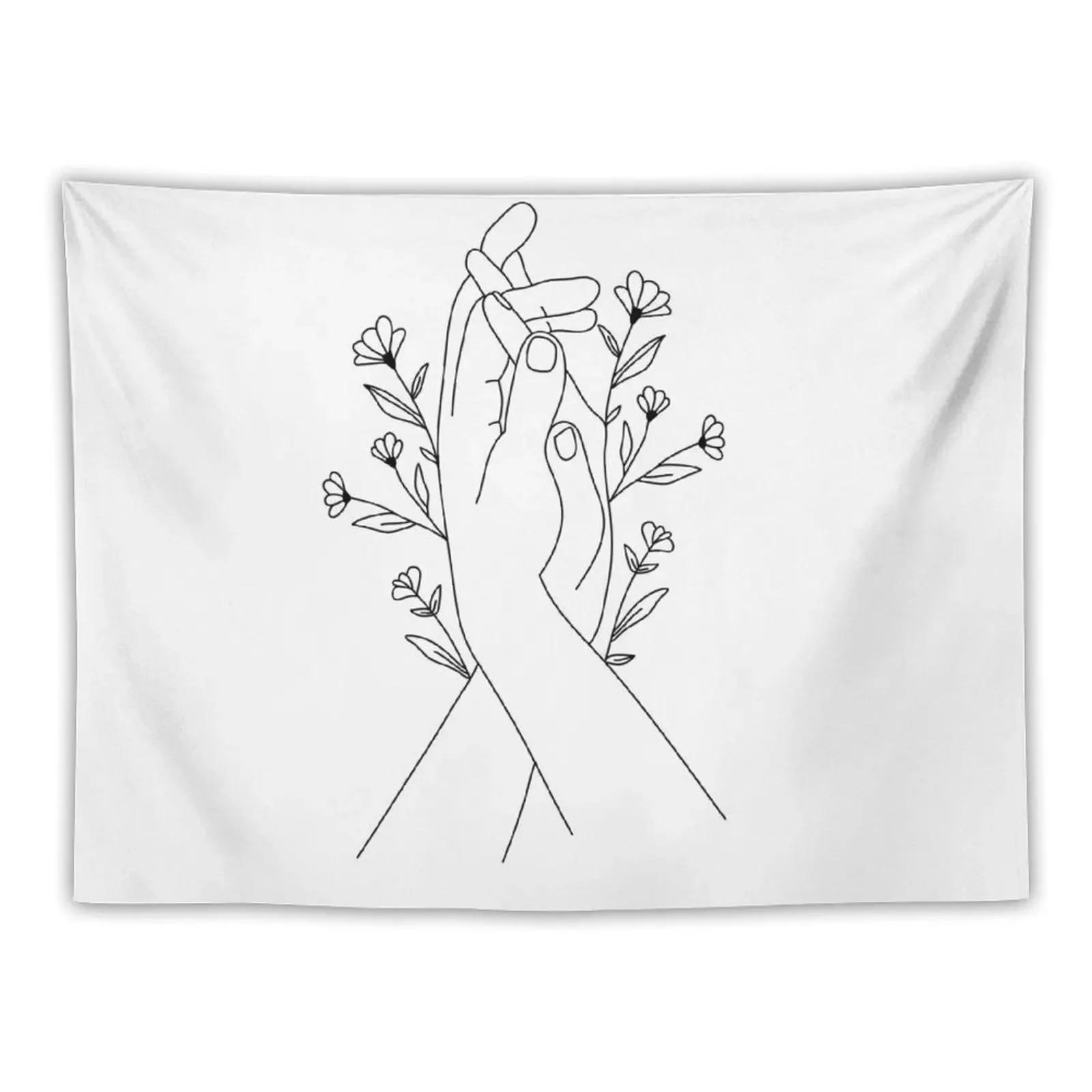 

Hands Holding Flower Minimal Line Art Tapestry Wall Decor Hanging Cute Decor Bedroom Deco Wallpaper Bedroom Tapestry