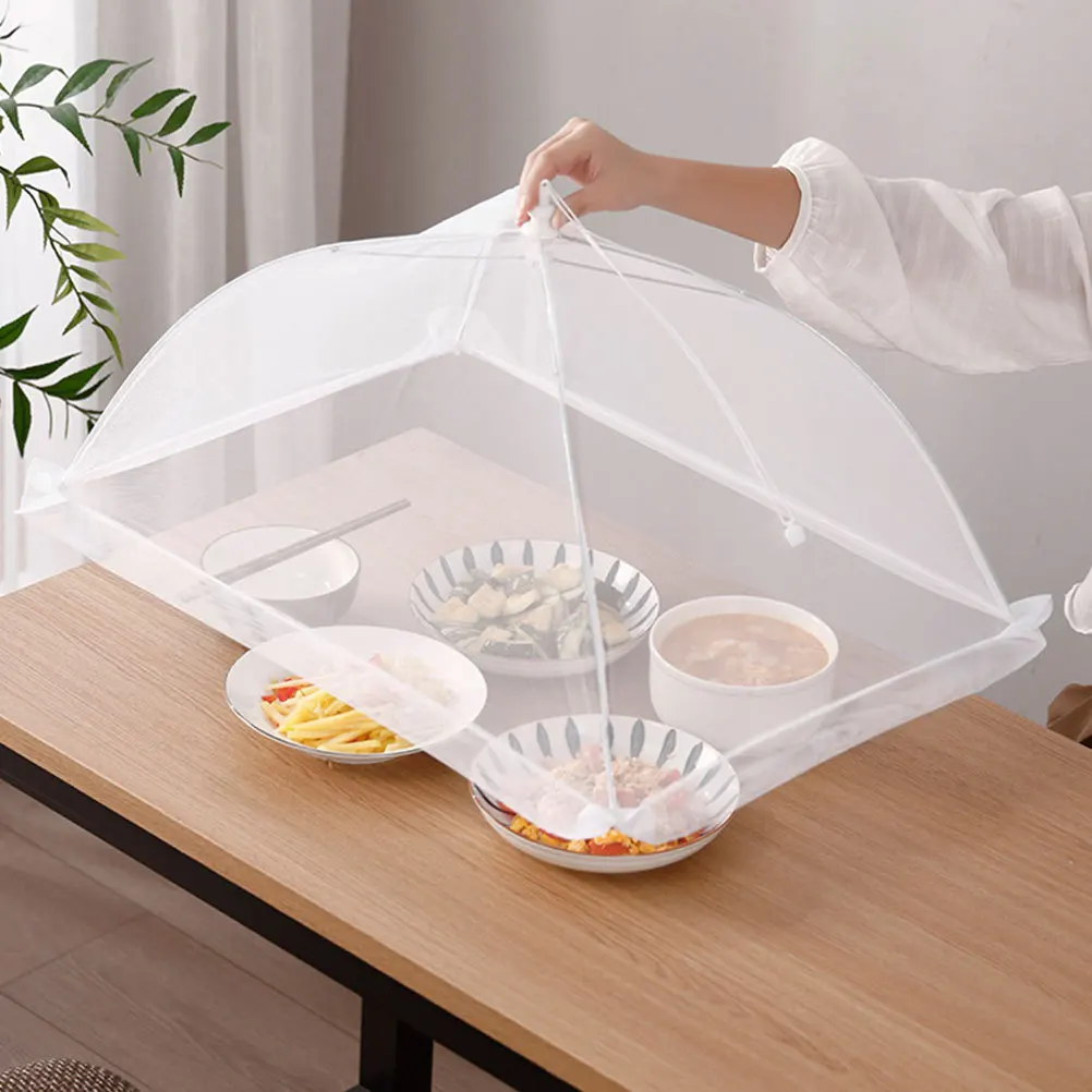 

2Pcs Kitchen Food Cover Anti Dust Insect Proof Round Shape Easy Handle Strong Build Mesh Tent for Restaurant Hotel Home
