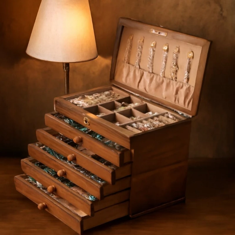 

BM140 Шкатулка деревянная с замком Wooden Jewelry Box Large Organizer для украшений и подарков ретро стиль