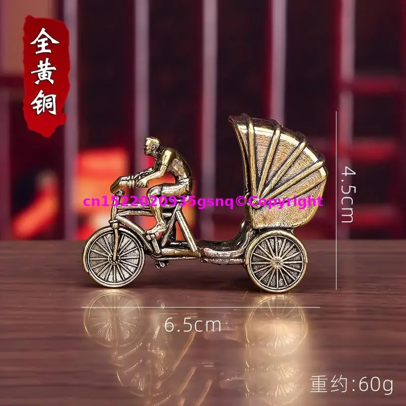 TOP COOL Desktop ornament decoration character role crafts Pedicab driver rickshaw puller Copper carving ornament sculpture