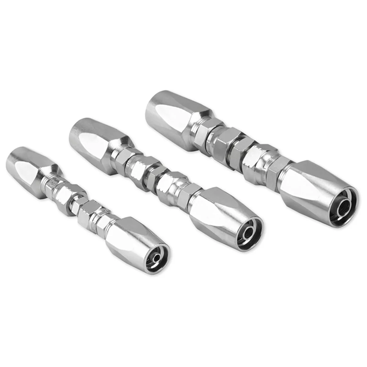 B08B-4PCS Hydraulic Fittings, Reusable Hydraulic Hose Repair Fittings Kit, 1/2Inch 3/8Inch 1/4Inch