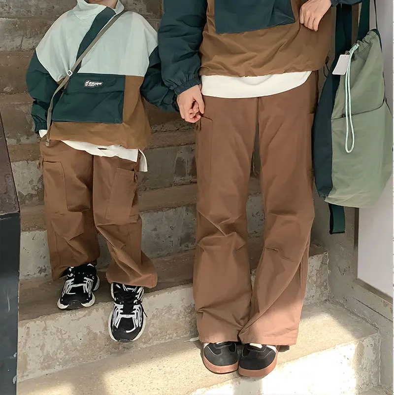 

Mom and Daughter Son Matching Wide Pants Mother and Me Troussers Fashion Korean Parent-child Clothing Children Outdoor Clothes