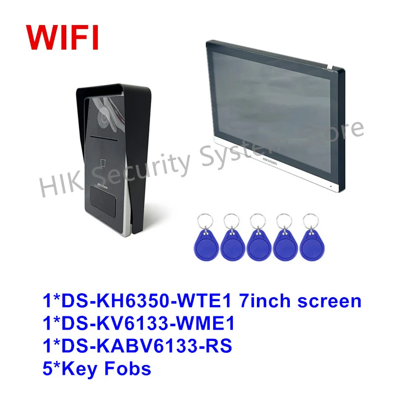 Hikvision WIFI IP-видеодомофонная система DS-KH8520-WTE1 DS-KH9310-WTE1 Экран внутреннего монитора Беспроводной дверной звонок DS-KV6133-WME1