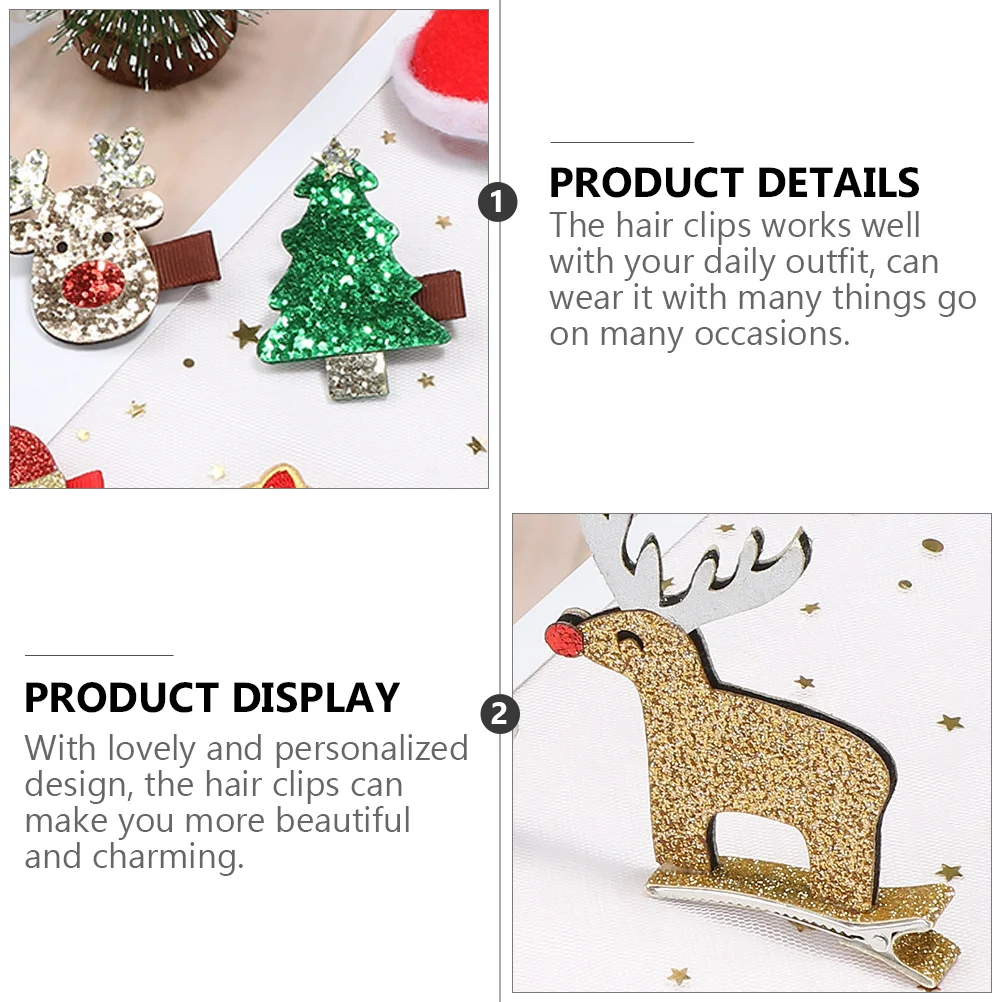 

9Pcs Christmas Hair Clips Baby Barrettes Cartoon Style Party Hair Accessories Xmas Holiday Hairpins for Girls Kids