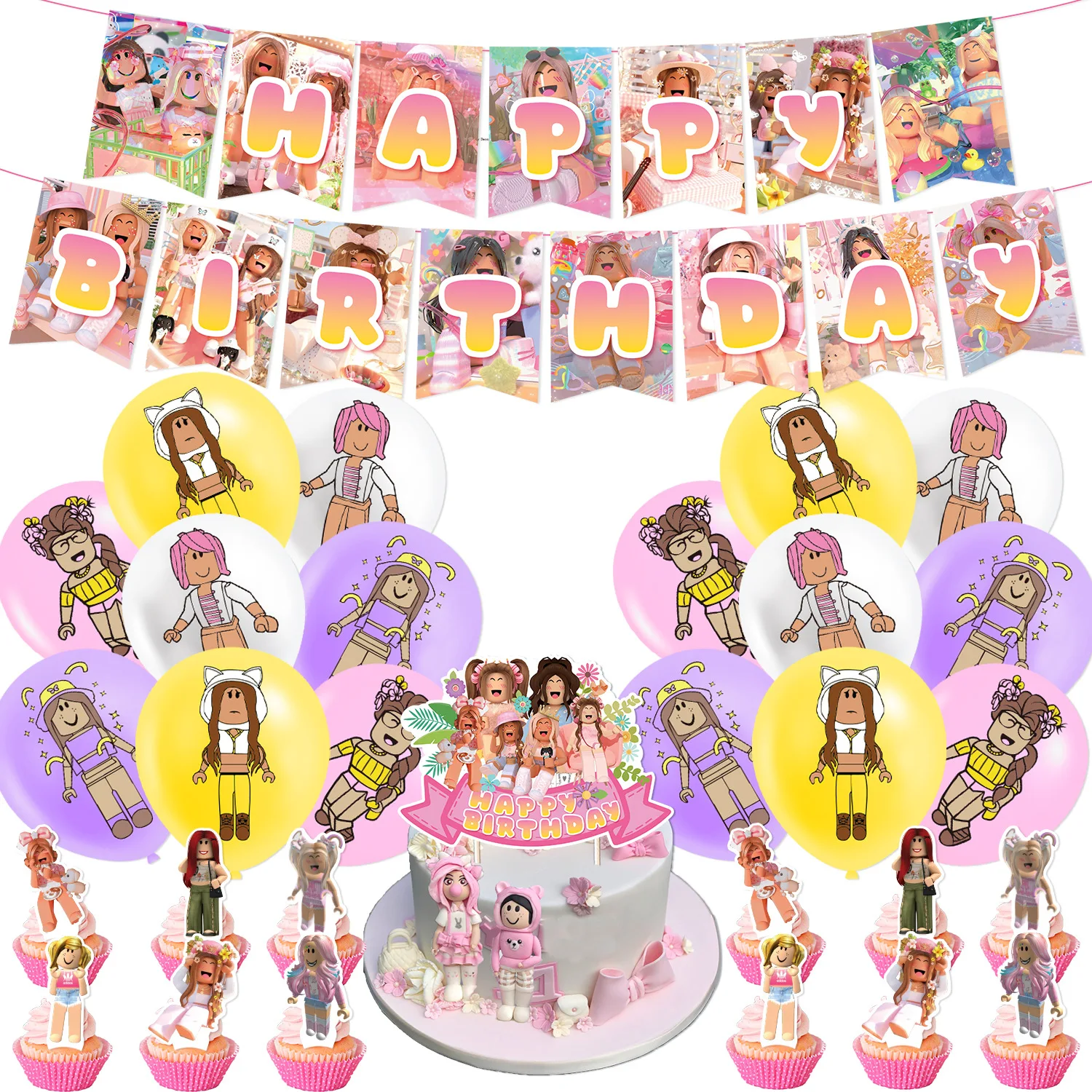 Новая игровая тема, розовая песочница, украшение для дня рождения, латексный воздушный шар, фон для фотосъемки, баннер, топпер для торта, детский душ