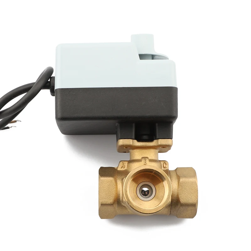 High Quality DN20 3/4'' Three-Way Electric Water Valve with Manual Switch and AC220V Driver Square Connection AC Motor Type