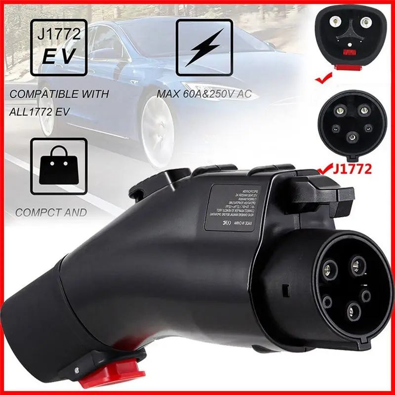Rare For Tesla To J1772 Fast Charging Adapter Electric Vehicle Max 60A & 250V, A