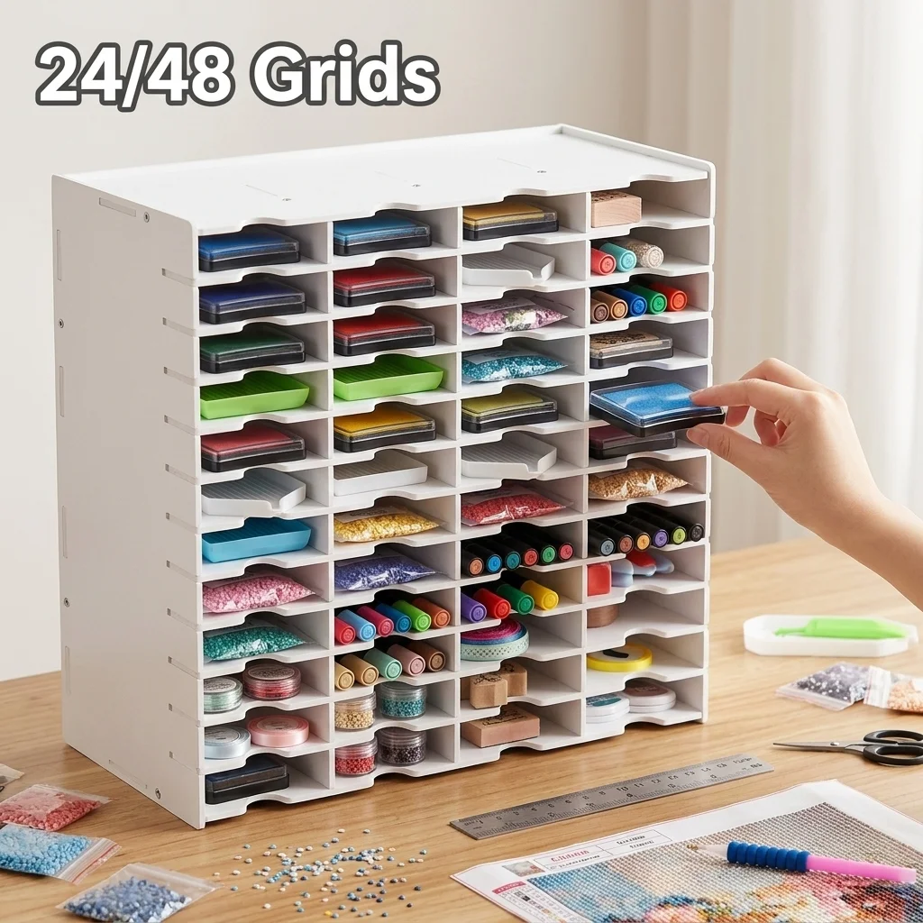 24/48 Slots Stempelkissenhalter Robuster Pad-Organizer Wasserdichter Stempelkissen-Aufbewahrungsorganisator Platzsparendes Stempelkissen-Aufbewahrungsregal