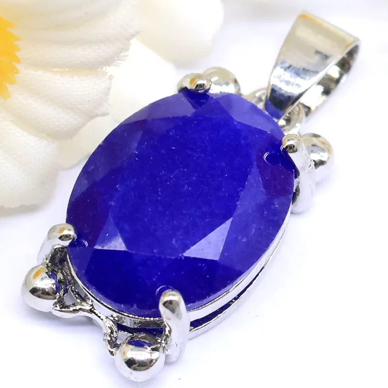 Buy 4 Get 1 Free 20x12mm Fancy Real Red Ruby Green Emerald Blue Sapphire Gift For Girls Silver Pendant