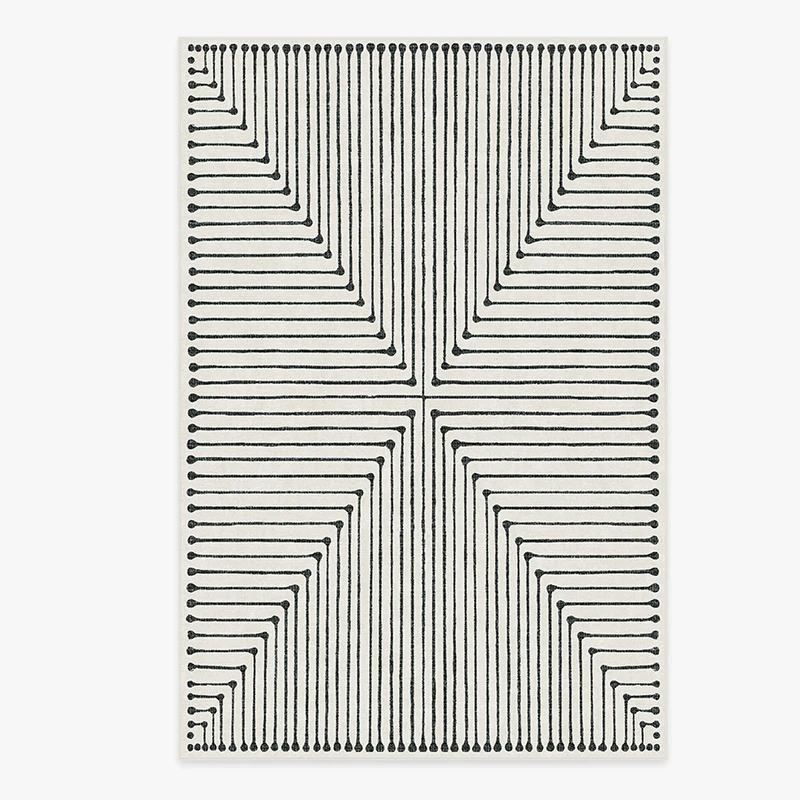 

Modern geometric striped luxury carpet Black ivory washable carpet fashion decoration Rugs suitable for living room and bedroom