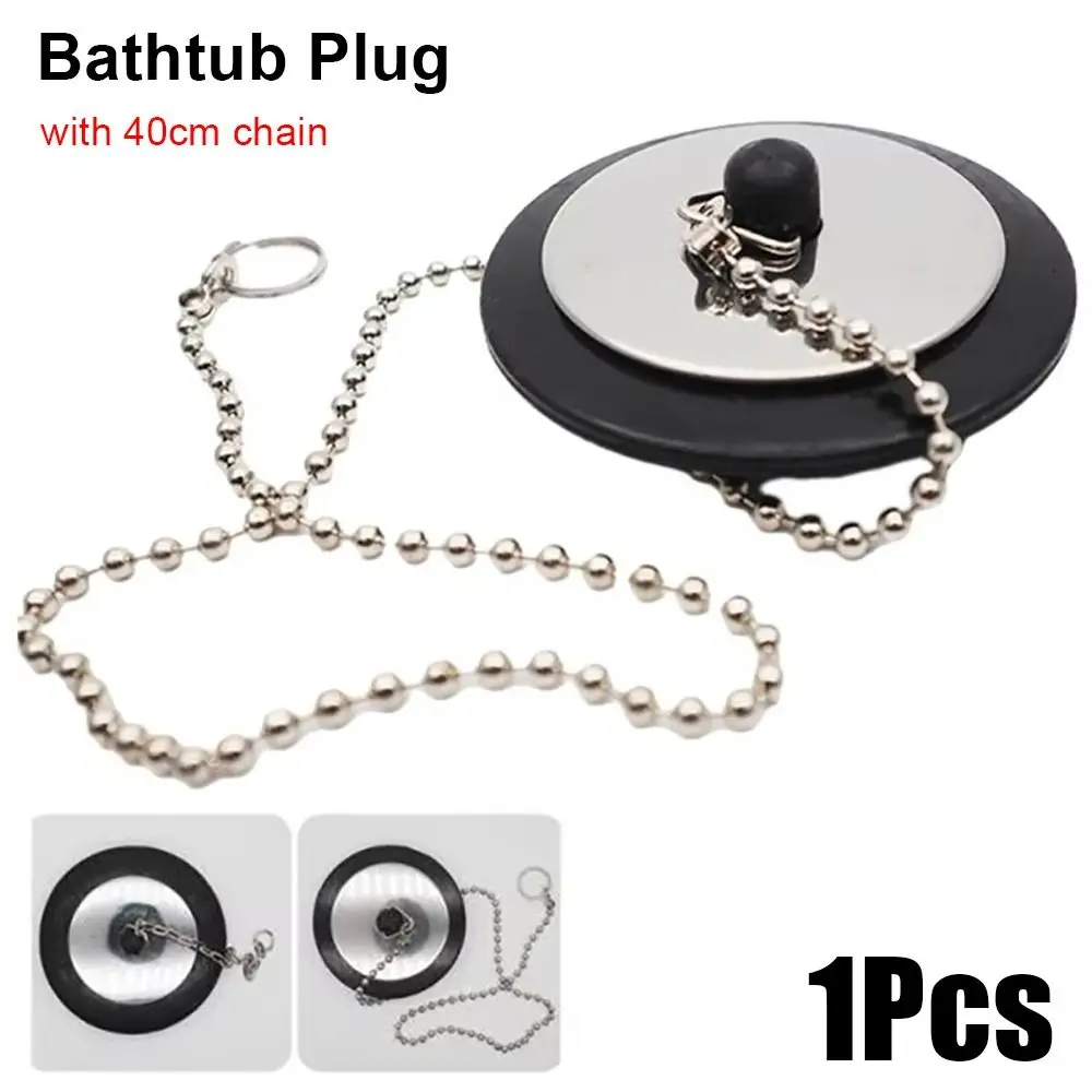 1Pcs New Rubber Tub Stopper Universal With Chain Bath Tub Drain With Hanging Ring 4/4.3/5cm Bathtub Plug Bathtub Accessories