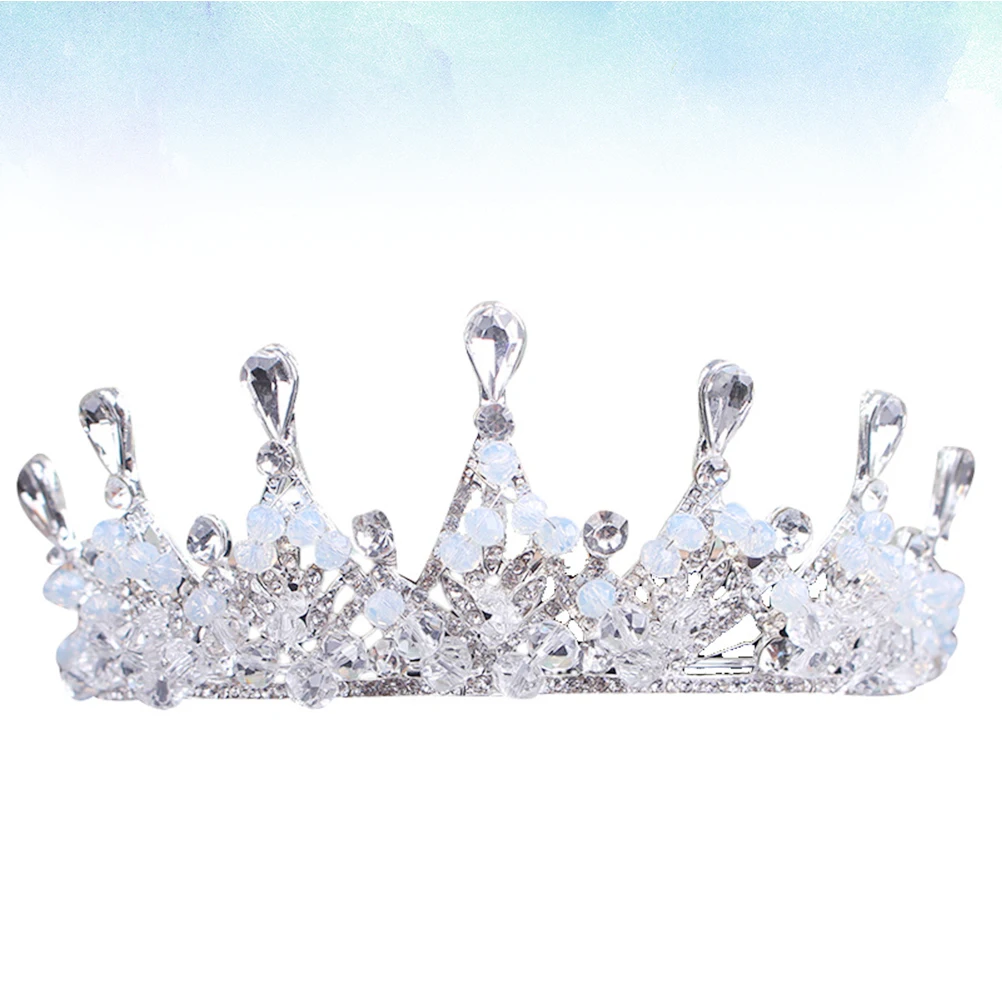 

Bridal Crown White Crystal Tiara Handmade Elegant Wedding Hair Decoration for Engagement Party Bridal Crown Wedding Tiara